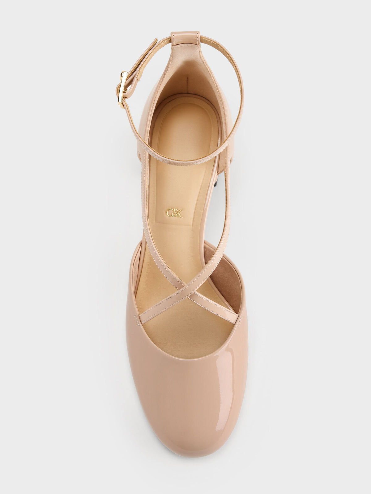 CHARLES & KEITH Recommended / Patent Leather Crossover Pumps - Nude