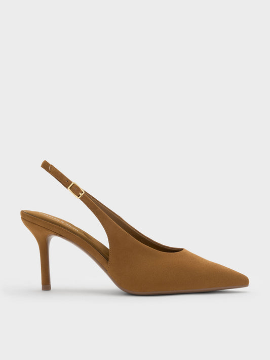 CHARLES & KEITH Signature / Emelia Faux Suede Slingback Pumps - Camel