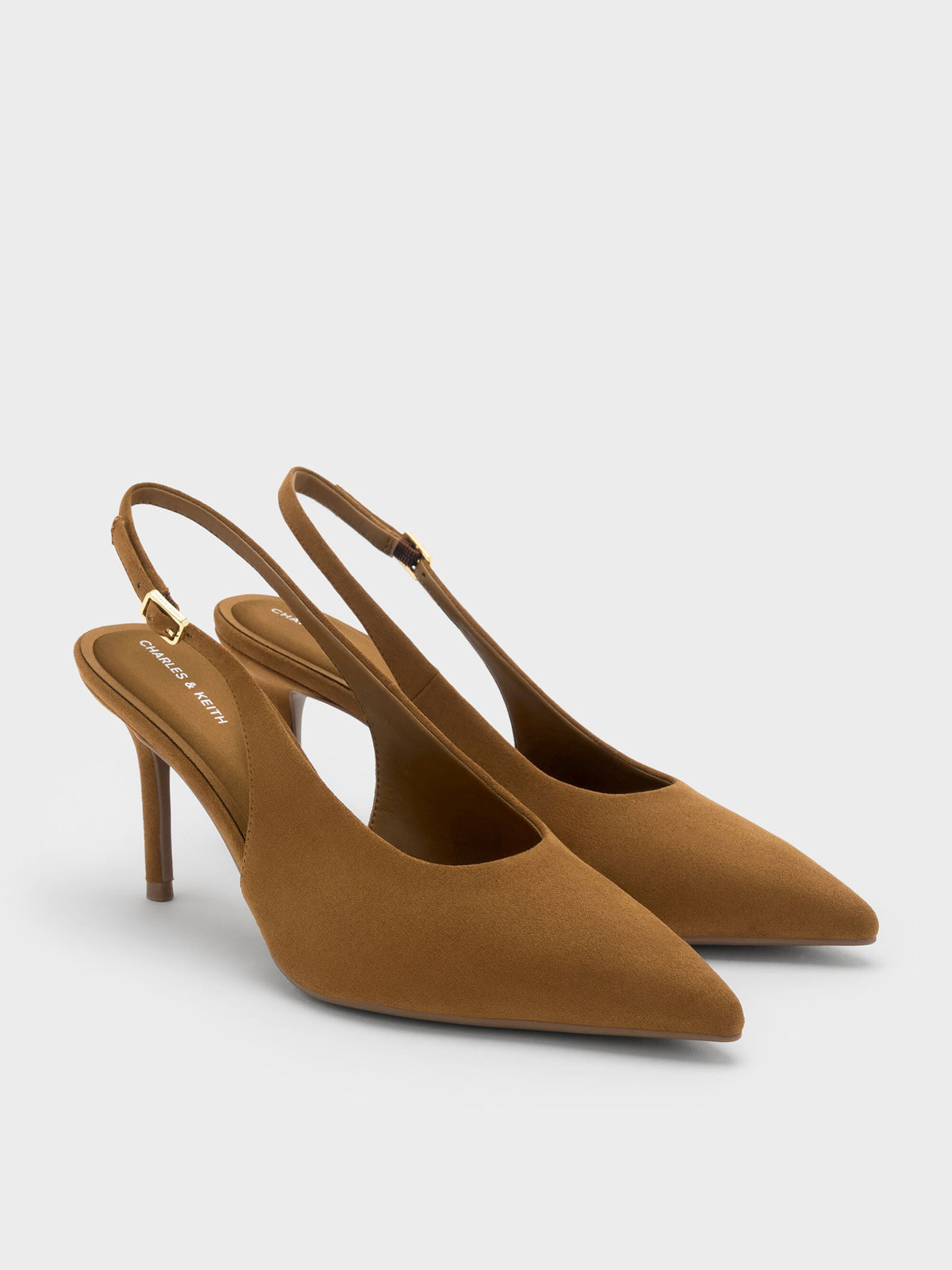 CHARLES & KEITH Signature / Emelia Faux Suede Slingback Pumps - Camel