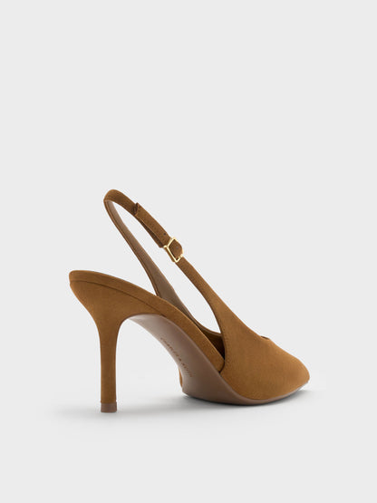 CHARLES & KEITH Signature / Emelia Faux Suede Slingback Pumps - Camel