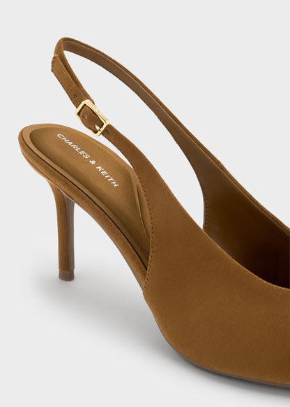 CHARLES & KEITH Signature / Emelia Faux Suede Slingback Pumps - Camel