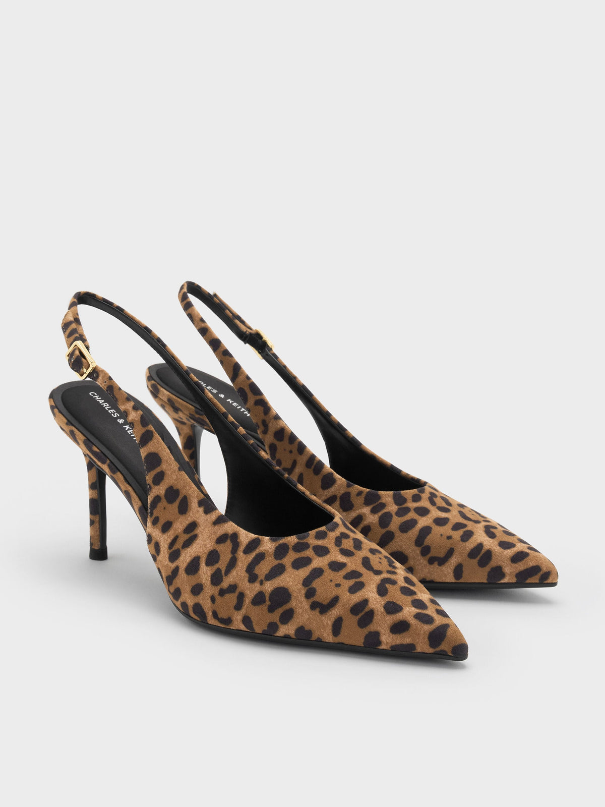 CHARLES & KEITH Best Seller / Emelia Leopard-Print Slingback Pumps - Animal Print Natural