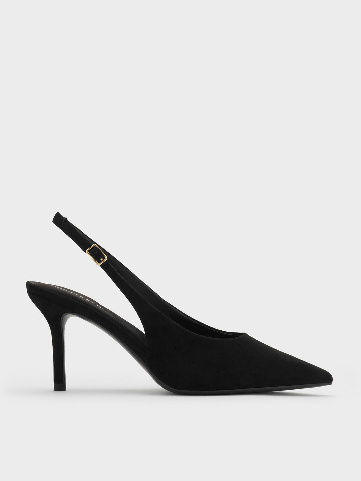 CHARLES & KEITH Popular / Emelia Faux Suede Slingback Pumps - Black Textured