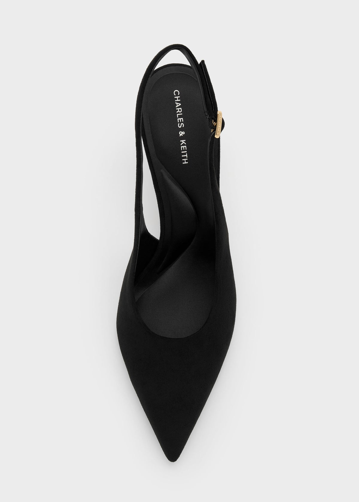 CHARLES & KEITH Popular / Emelia Faux Suede Slingback Pumps - Black Textured
