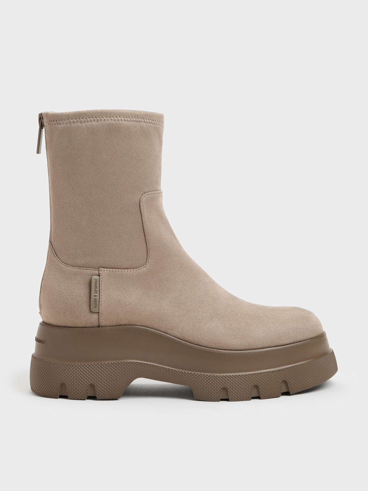 CHARLES & KEITH Popular / Leoi Faux Suede Chunky Ankle Boots - Taupe