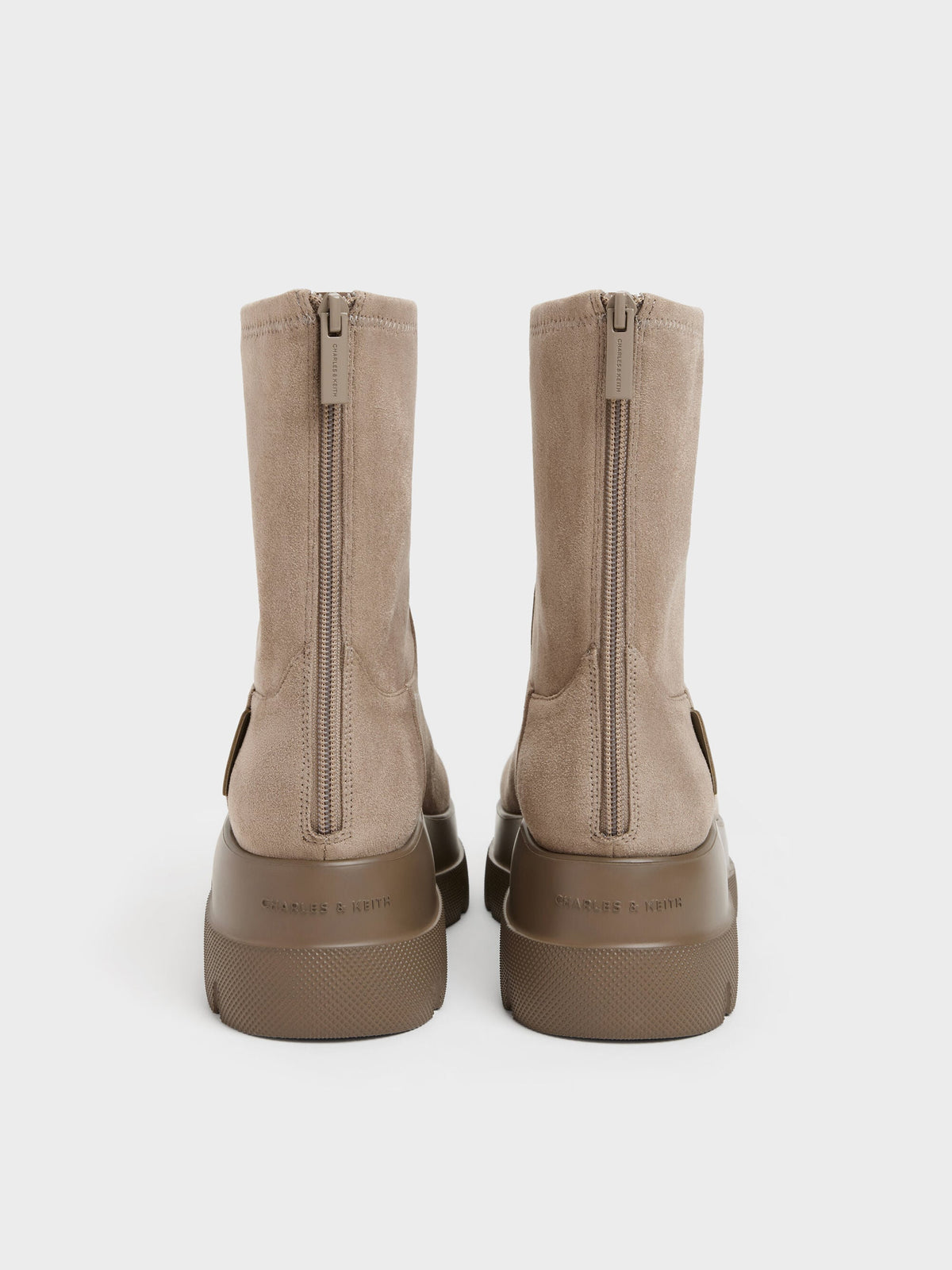 CHARLES & KEITH Popular / Leoi Faux Suede Chunky Ankle Boots - Taupe