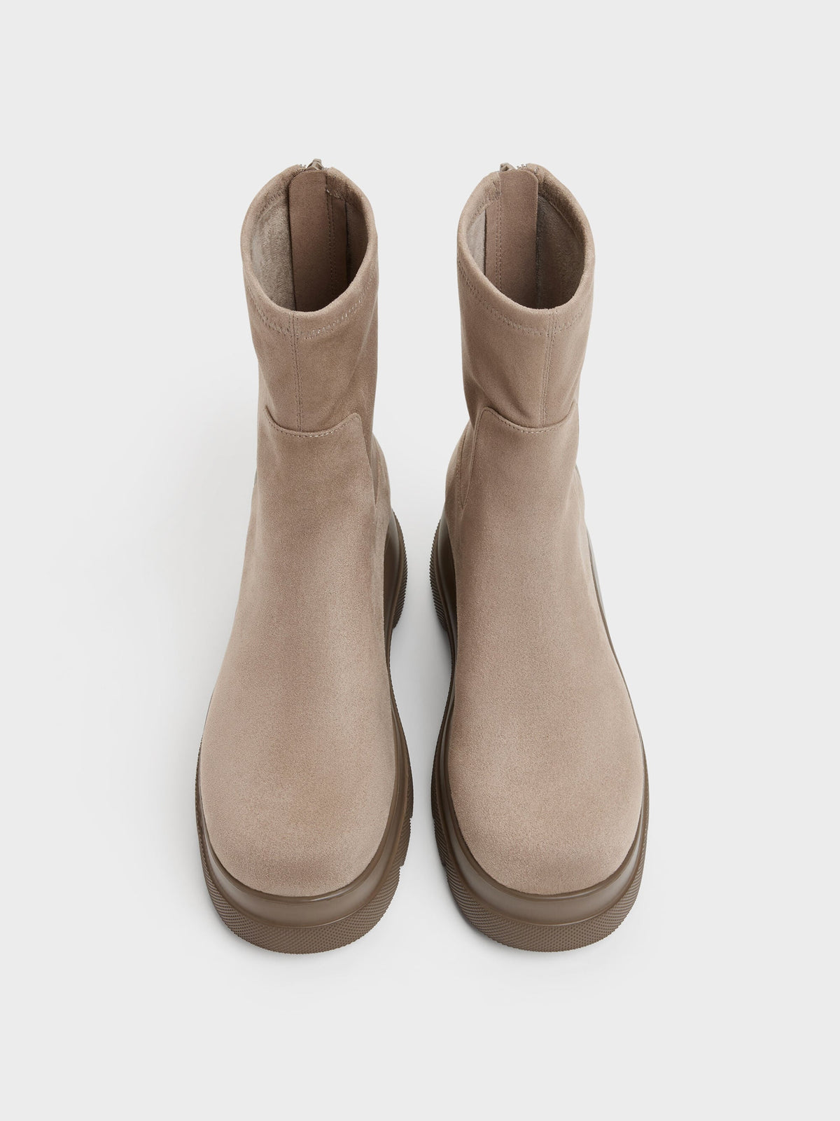 CHARLES & KEITH Popular / Leoi Faux Suede Chunky Ankle Boots - Taupe
