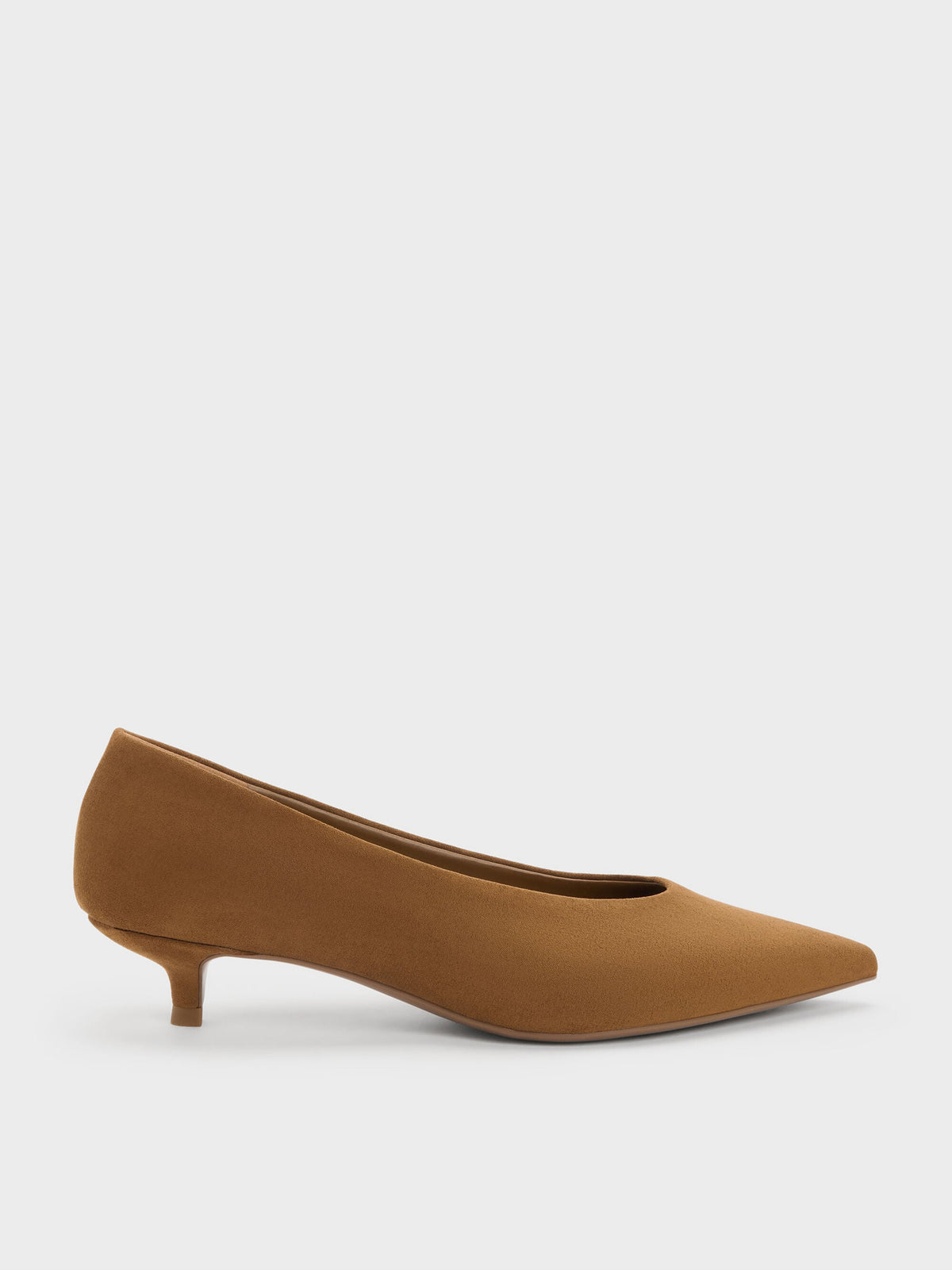 CHARLES & KEITH New / Emelia Faux Suede Kitten Heels - Camel