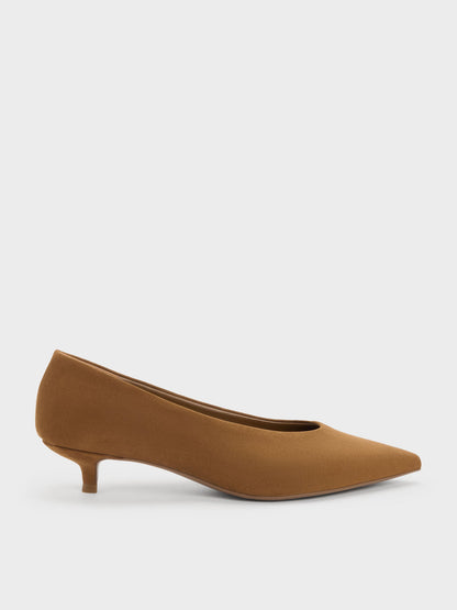 CHARLES & KEITH New / Emelia Faux Suede Kitten Heels - Camel