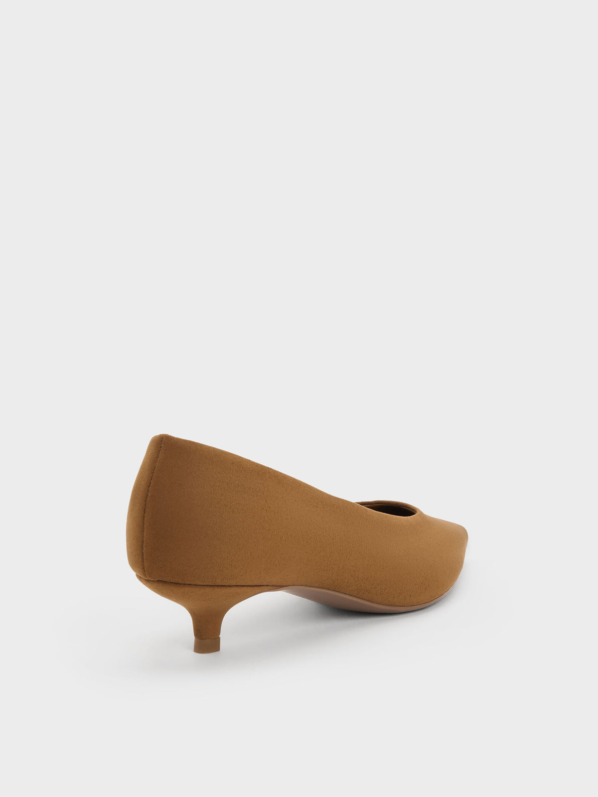 CHARLES & KEITH New / Emelia Faux Suede Kitten Heels - Camel