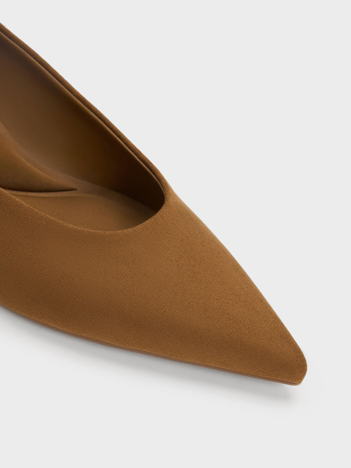 CHARLES & KEITH New / Emelia Faux Suede Kitten Heels - Camel