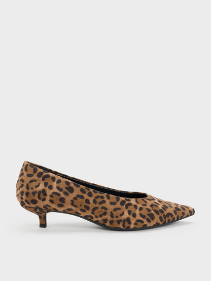 CHARLES & KEITH Trusted / Emelia Leopard-Print Kitten Heels - Animal Print Natural