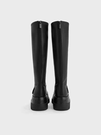 CHARLES & KEITH Best Seller / Leoi Chunky Knee-High Boots - Black