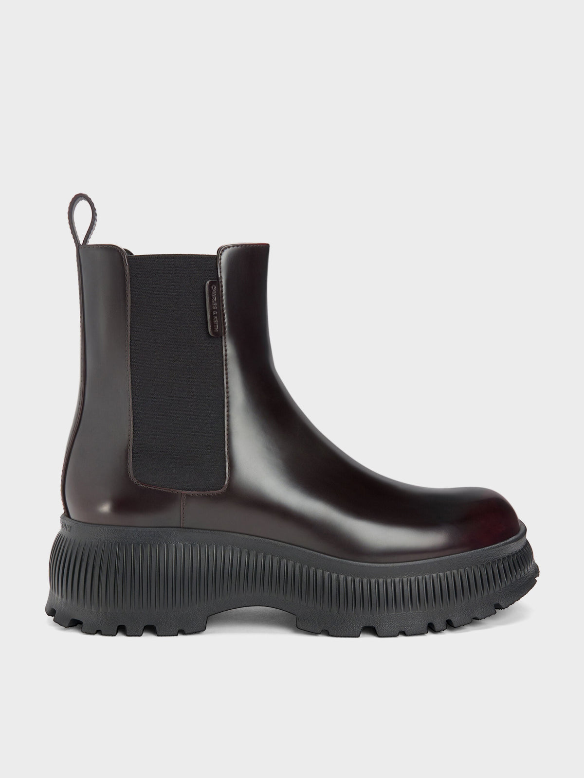CHARLES & KEITH Special Offer / Darra Ridged-Sole Ankle Boots - Burgundy