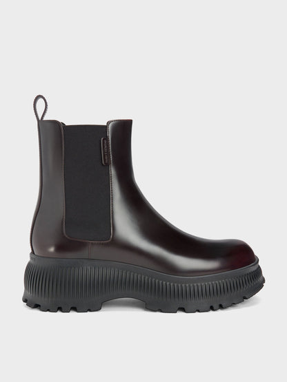 CHARLES & KEITH Special Offer / Darra Ridged-Sole Ankle Boots - Burgundy