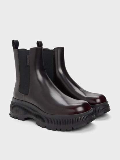 CHARLES & KEITH Special Offer / Darra Ridged-Sole Ankle Boots - Burgundy