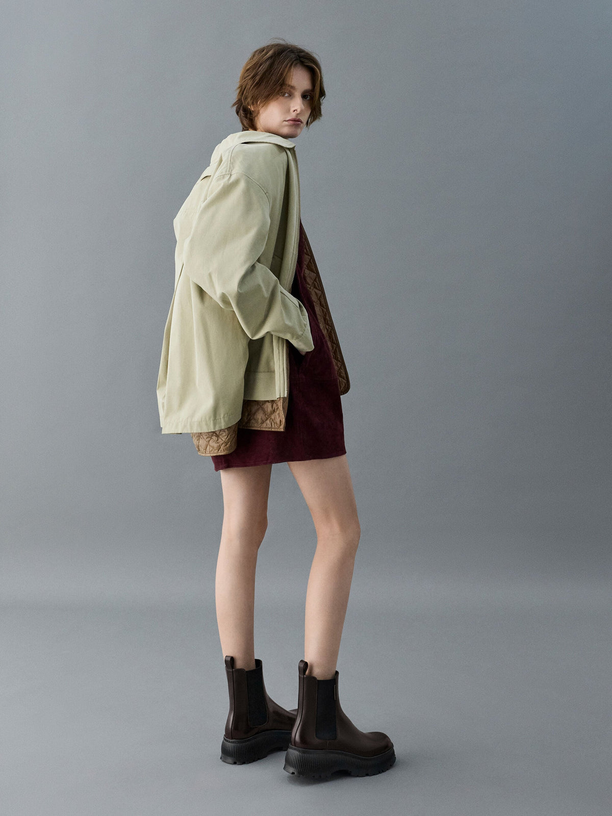 CHARLES & KEITH Special Offer / Darra Ridged-Sole Ankle Boots - Burgundy