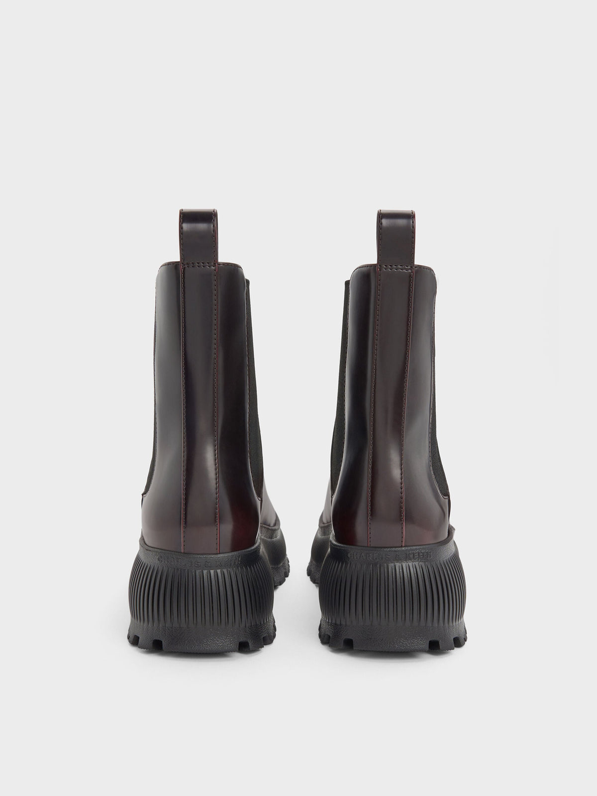 CHARLES & KEITH Special Offer / Darra Ridged-Sole Ankle Boots - Burgundy
