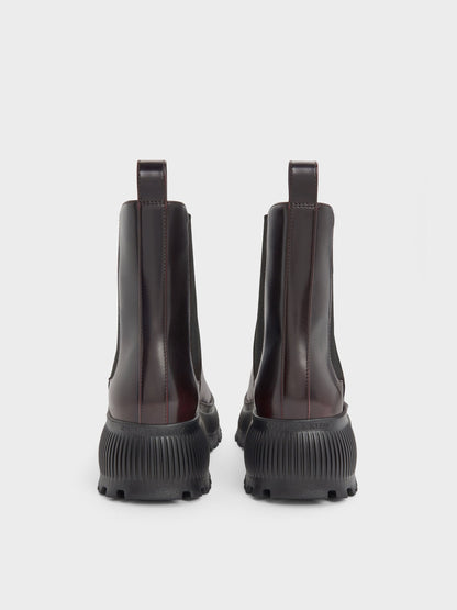 CHARLES & KEITH Special Offer / Darra Ridged-Sole Ankle Boots - Burgundy