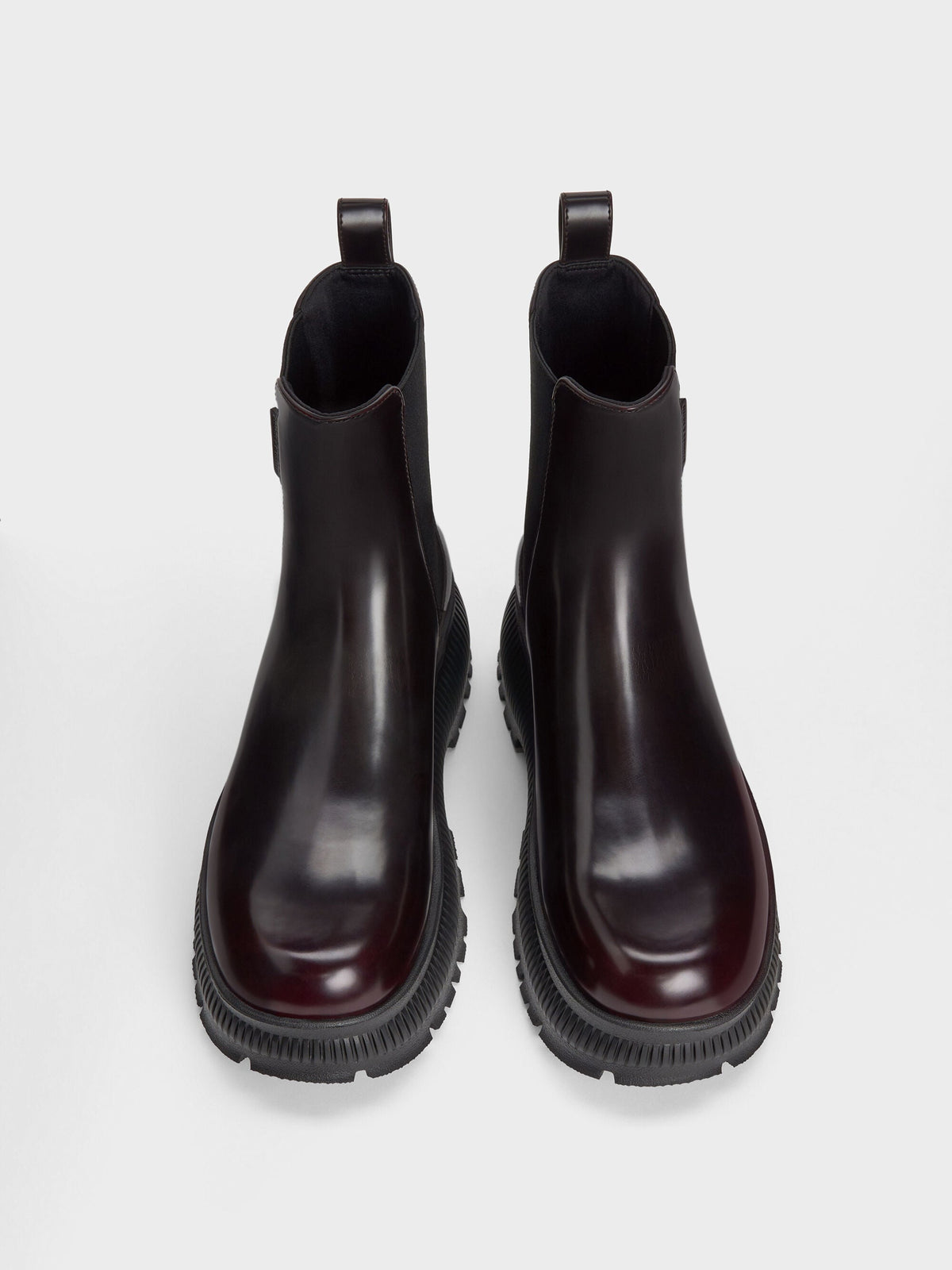 CHARLES & KEITH Special Offer / Darra Ridged-Sole Ankle Boots - Burgundy