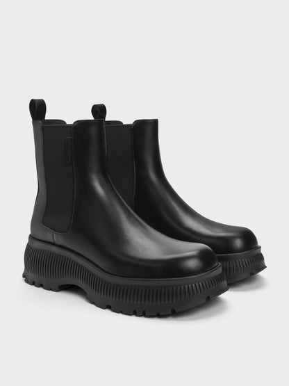 CHARLES & KEITH Exclusive / Darra Ridged-Sole Ankle Boots - Black