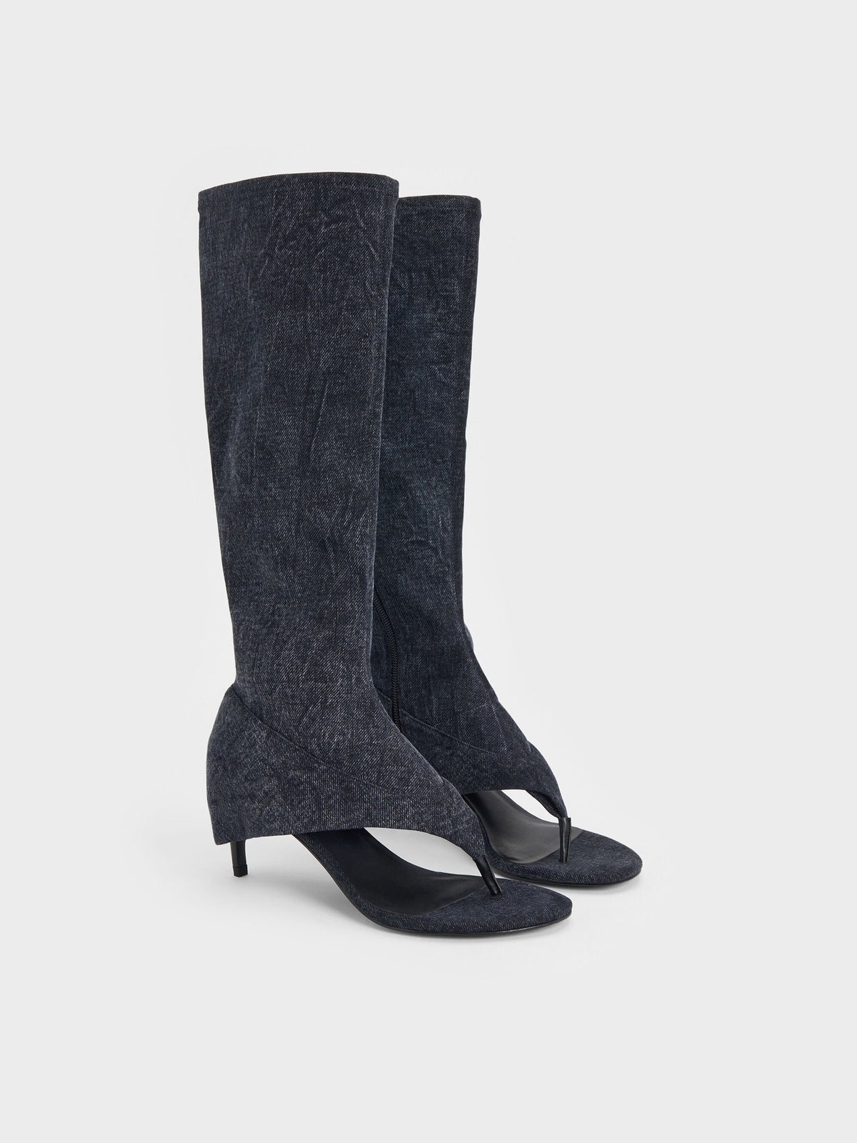 CHARLES & KEITH Trusted / Aether Denim Thong Boots - Dark Blue