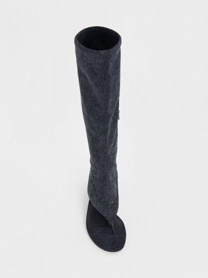 CHARLES & KEITH Trusted / Aether Denim Thong Boots - Dark Blue