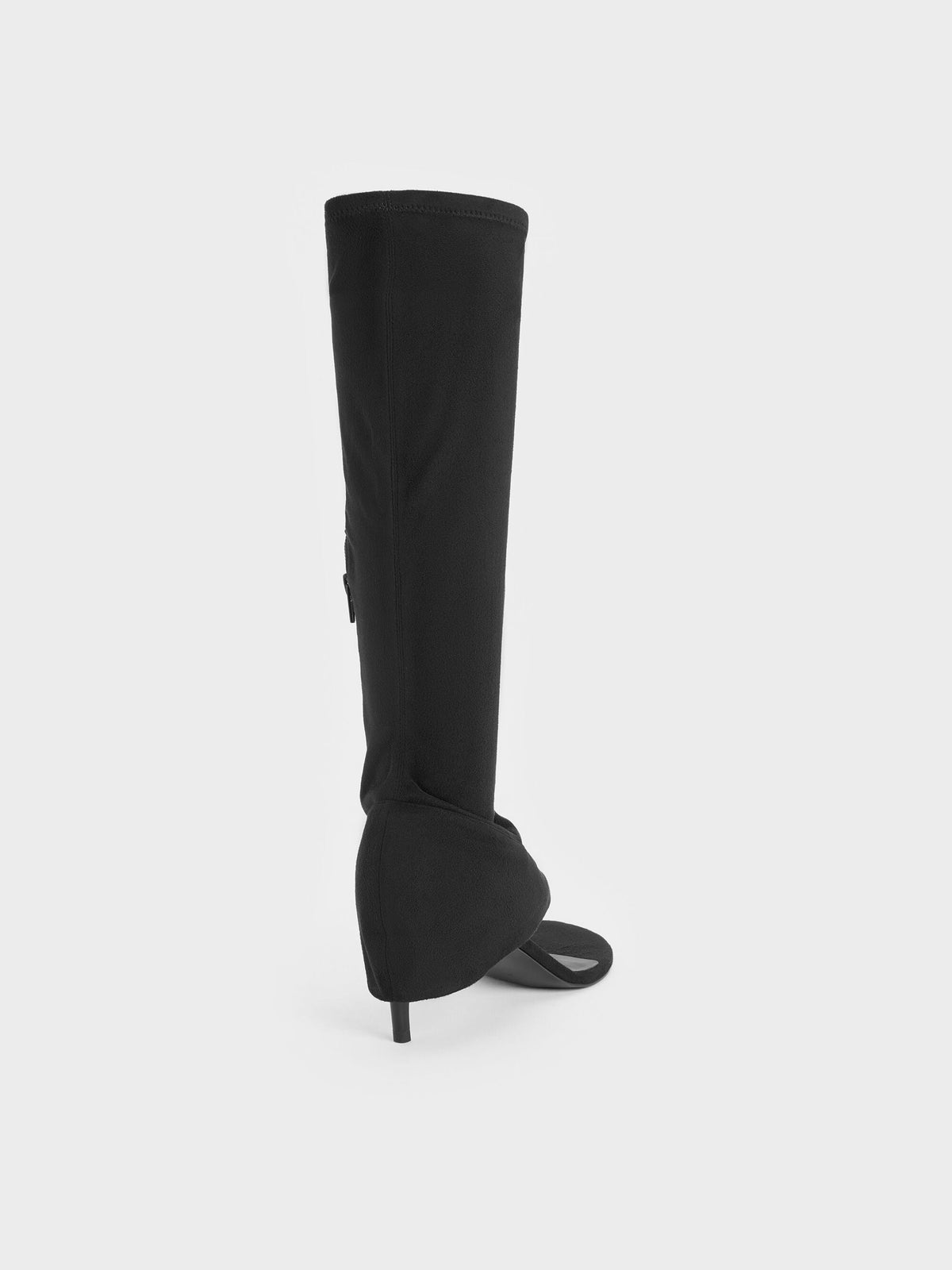 CHARLES & KEITH New / Aether Faux Suede Thong Boots - Black Textured