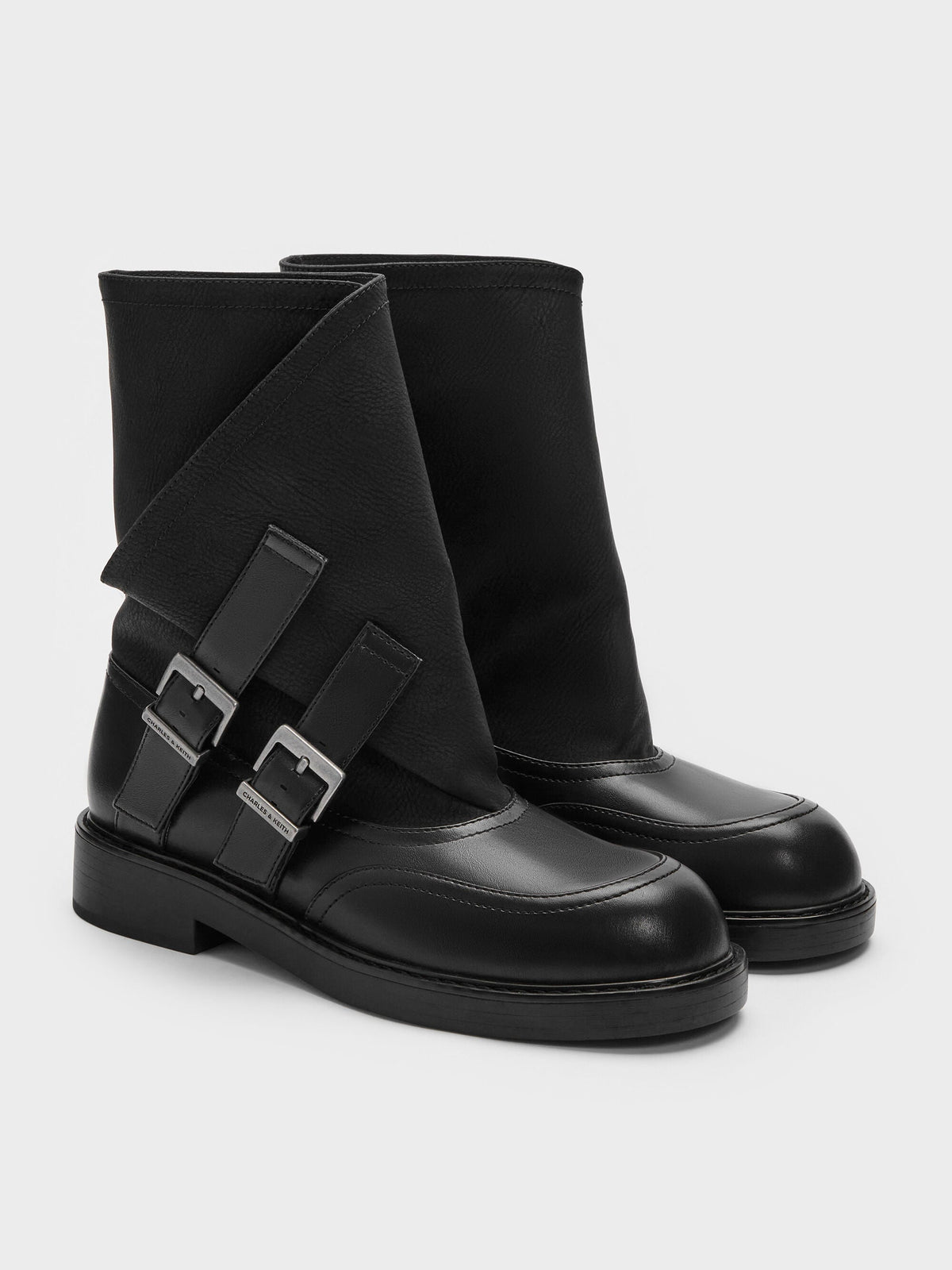 CHARLES & KEITH Discount / Aether Buckled Calf Boots - Black
