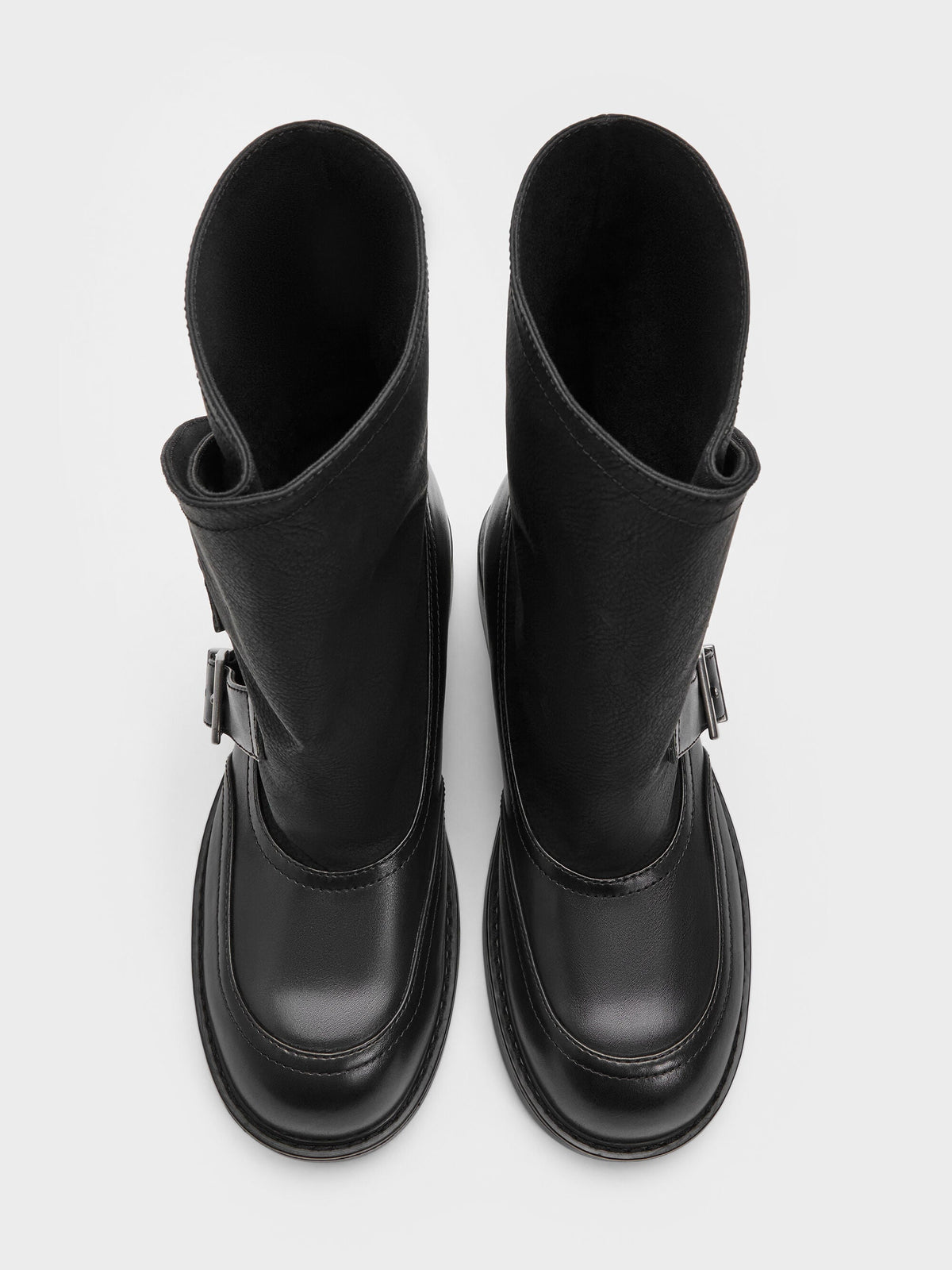 CHARLES & KEITH Discount / Aether Buckled Calf Boots - Black