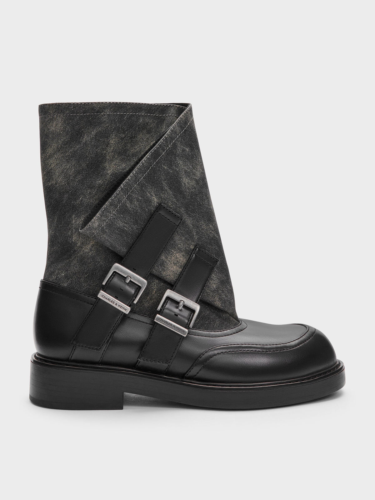 CHARLES & KEITH Recommended / Aether Buckled Calf Boots - Dark Grey