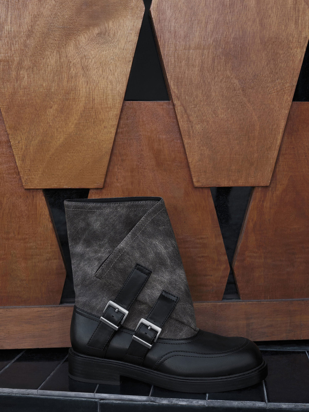 CHARLES & KEITH Recommended / Aether Buckled Calf Boots - Dark Grey