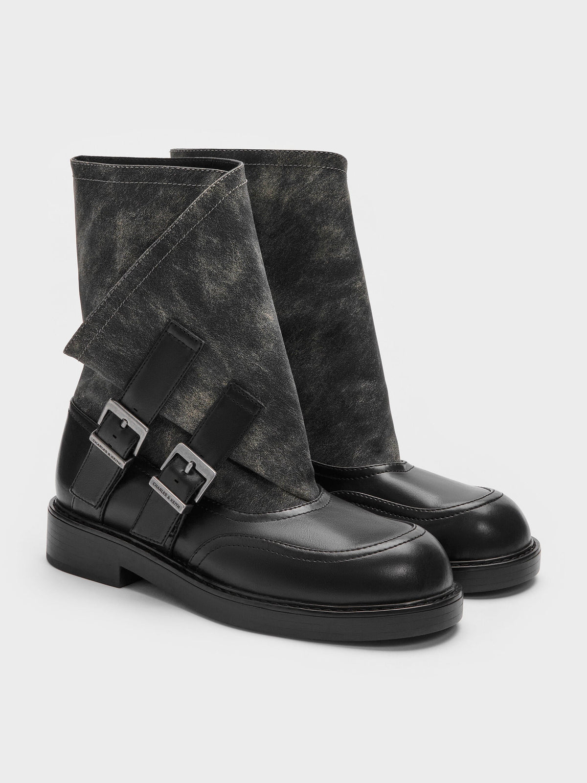 CHARLES & KEITH Recommended / Aether Buckled Calf Boots - Dark Grey