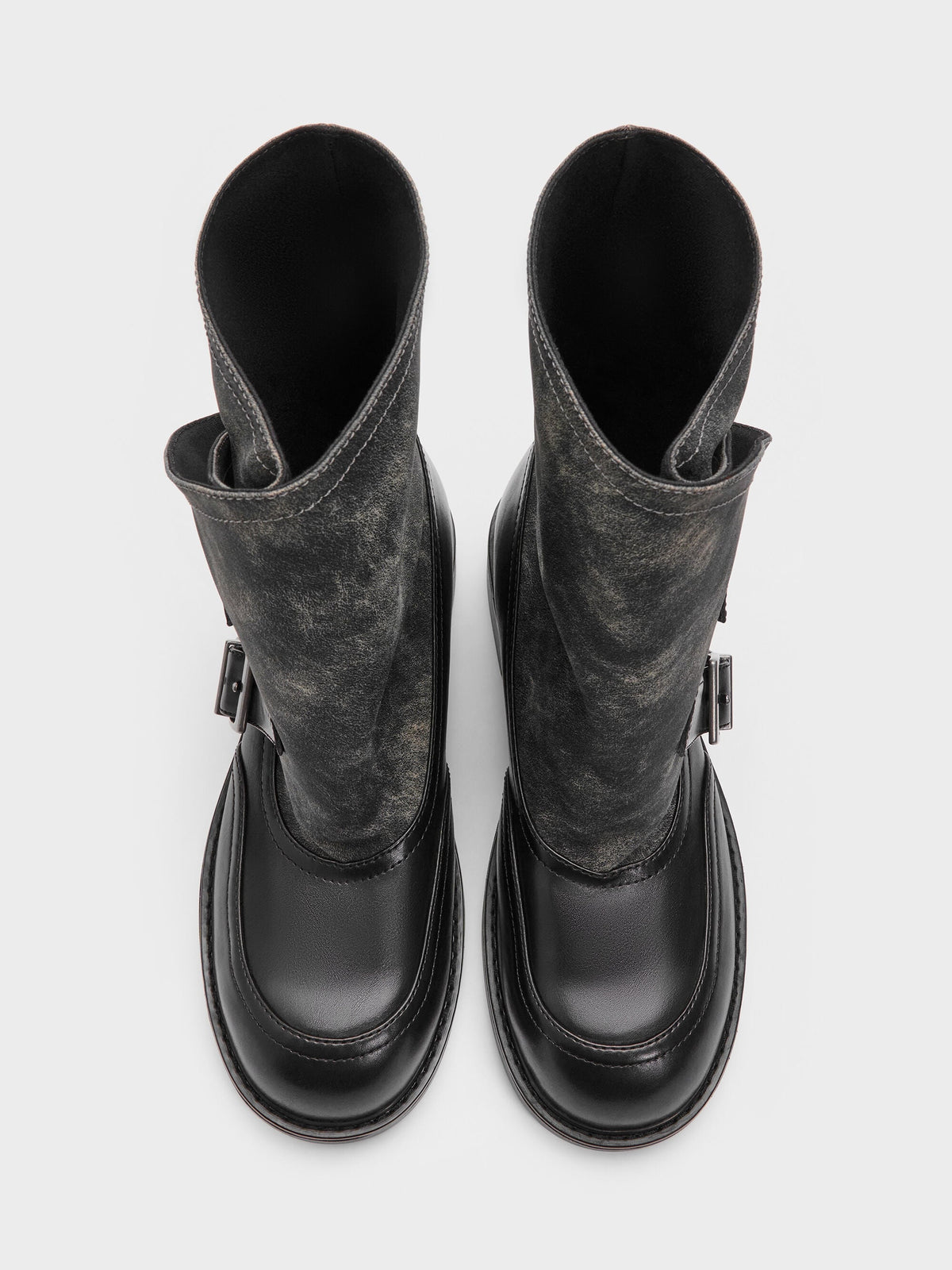 CHARLES & KEITH Recommended / Aether Buckled Calf Boots - Dark Grey