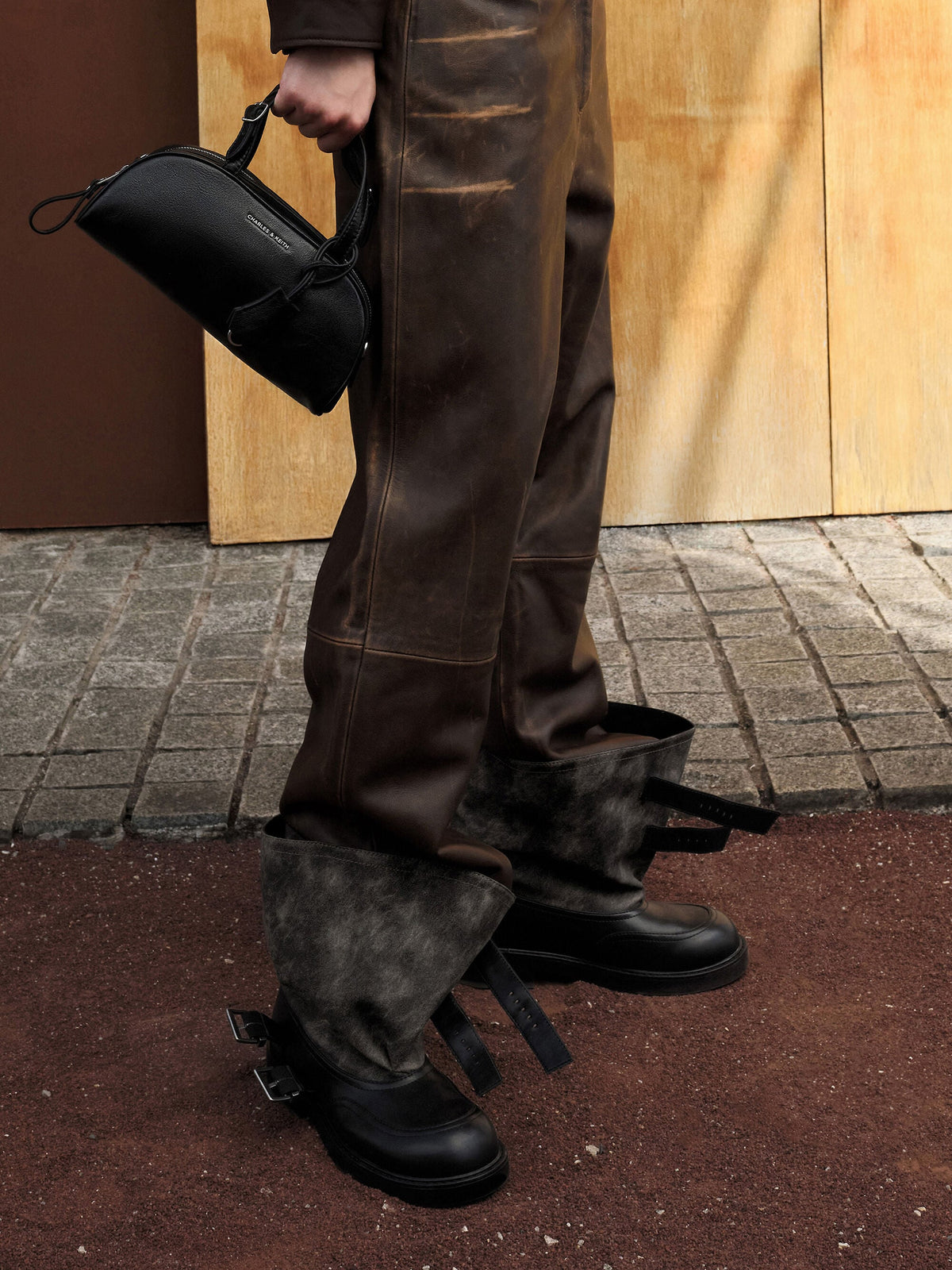 CHARLES & KEITH Recommended / Aether Buckled Calf Boots - Dark Grey