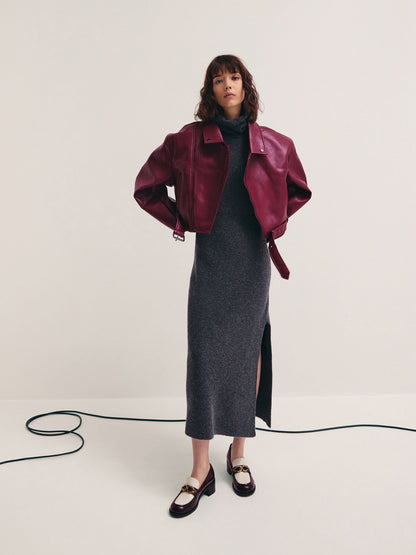 CHARLES & KEITH Trending / Two-Tone Metallic-Buckle Loafer Pumps - Burgundy