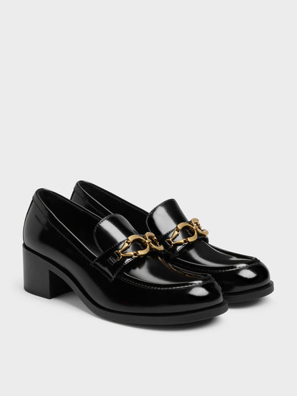 CHARLES & KEITH Quality / Metallic-Buckle Loafer Pumps - Black Box