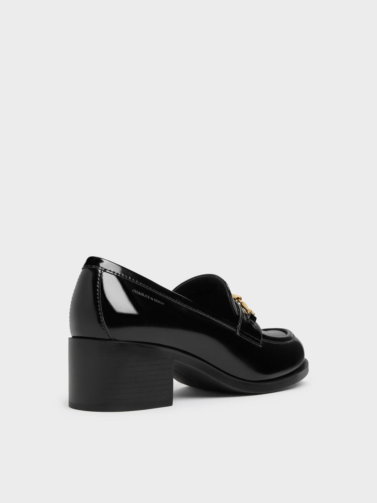 CHARLES & KEITH Quality / Metallic-Buckle Loafer Pumps - Black Box