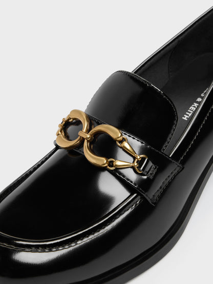 CHARLES & KEITH Quality / Metallic-Buckle Loafer Pumps - Black Box