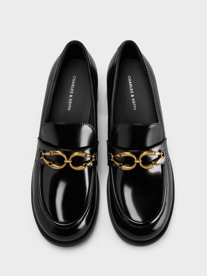 CHARLES & KEITH Quality / Metallic-Buckle Loafer Pumps - Black Box