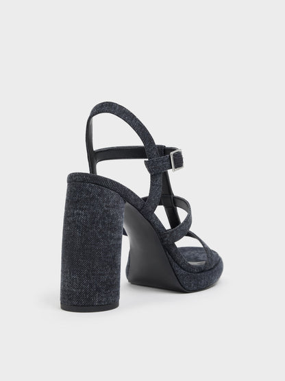 CHARLES & KEITH Great Value / Aether Denim Platform Sandals - Dark Blue