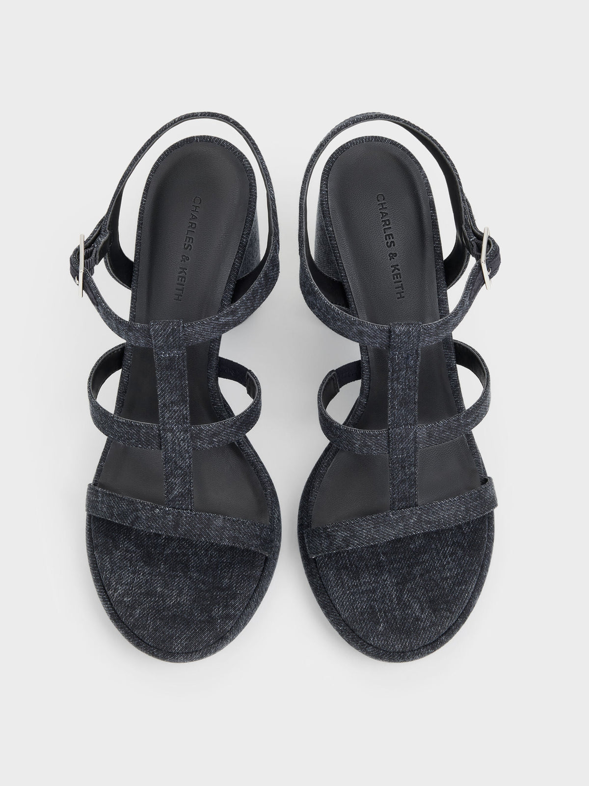 CHARLES & KEITH Great Value / Aether Denim Platform Sandals - Dark Blue