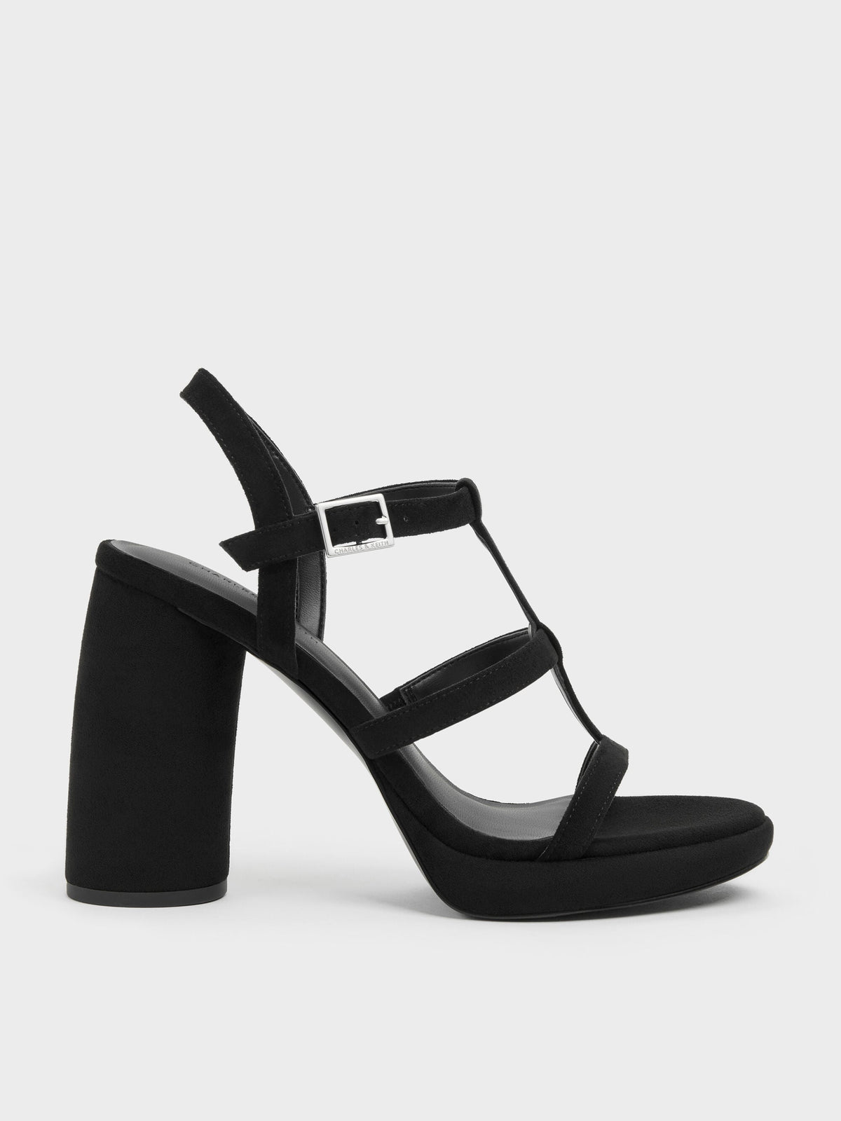CHARLES & KEITH Best Seller / Aether Faux Suede Platform Sandals - Black Textured