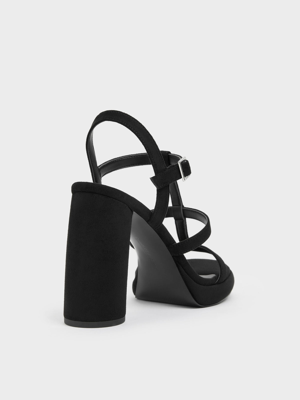 CHARLES & KEITH Best Seller / Aether Faux Suede Platform Sandals - Black Textured