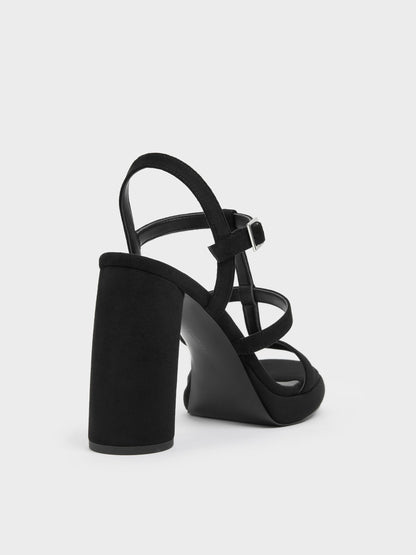 CHARLES & KEITH Best Seller / Aether Faux Suede Platform Sandals - Black Textured