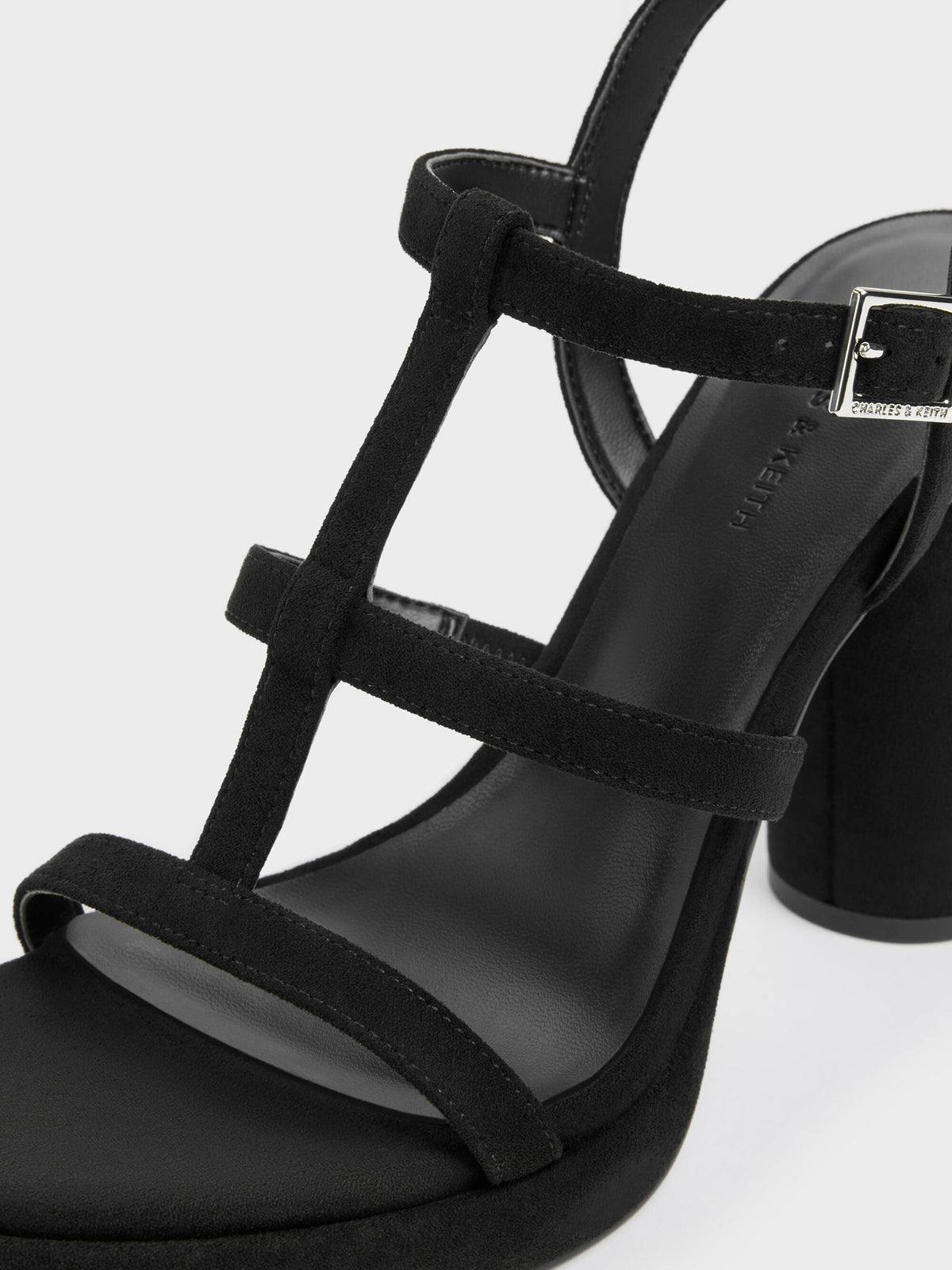 CHARLES & KEITH Best Seller / Aether Faux Suede Platform Sandals - Black Textured