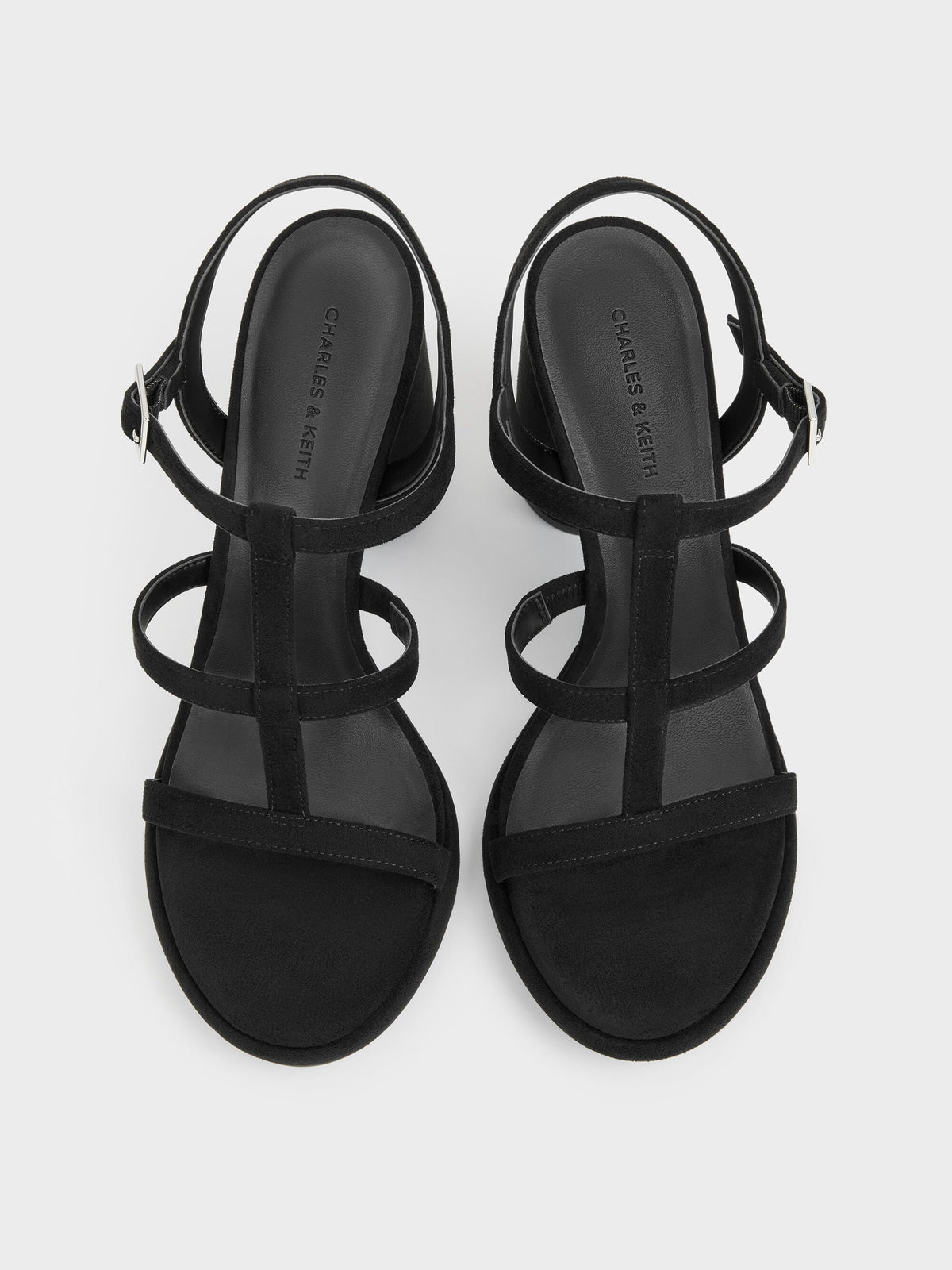 CHARLES & KEITH Best Seller / Aether Faux Suede Platform Sandals - Black Textured