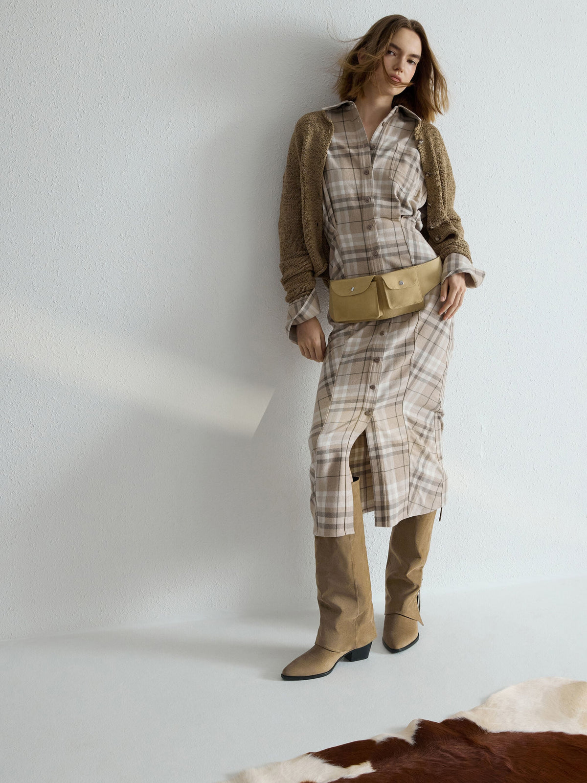 CHARLES & KEITH Premium / Aether Faux Suede Tassel-Zip Knee-High Boots - Khaki