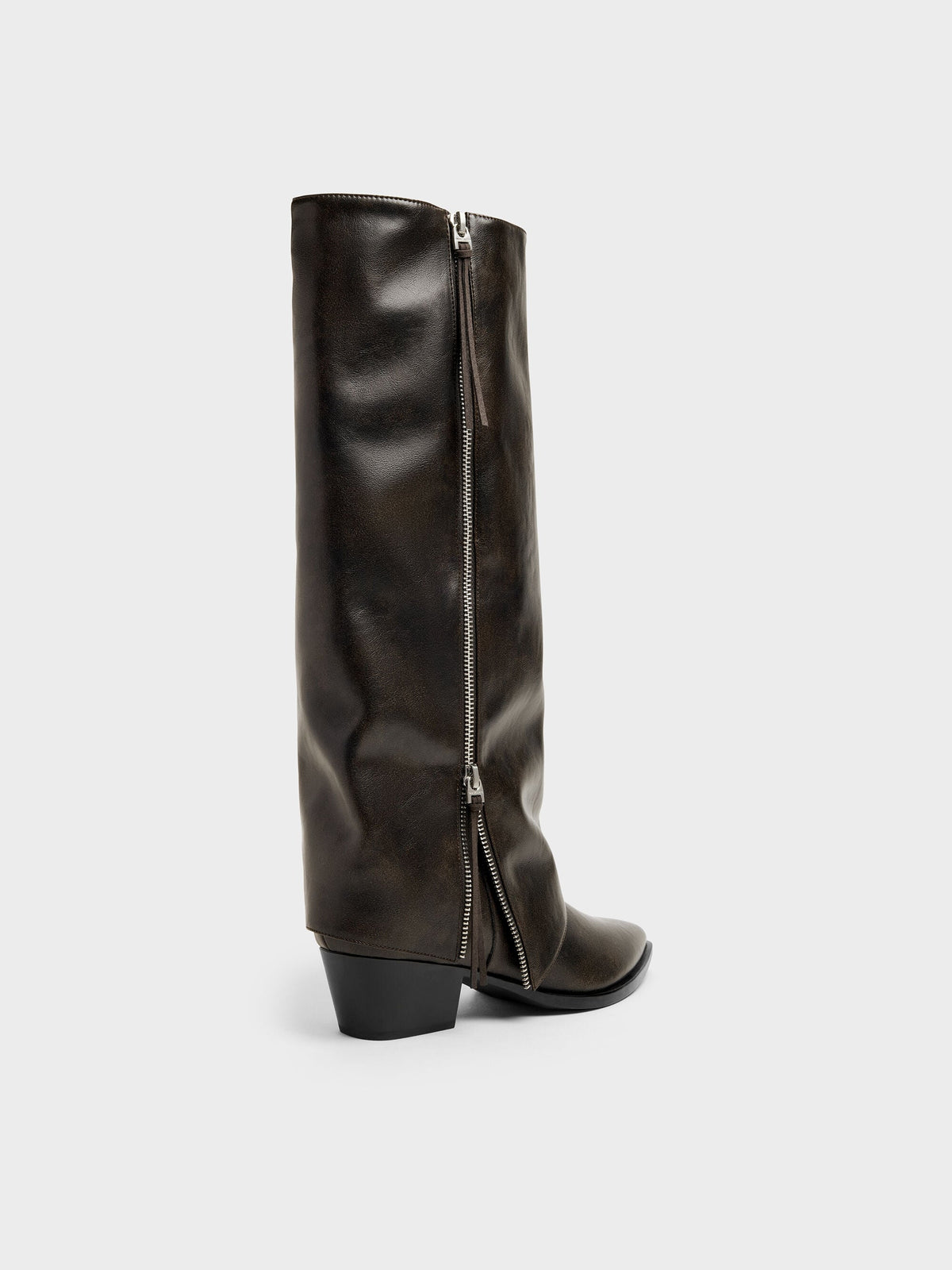 CHARLES & KEITH Hot Sale / Aether Tassel-Zip Knee-High Boots - Dark Brown