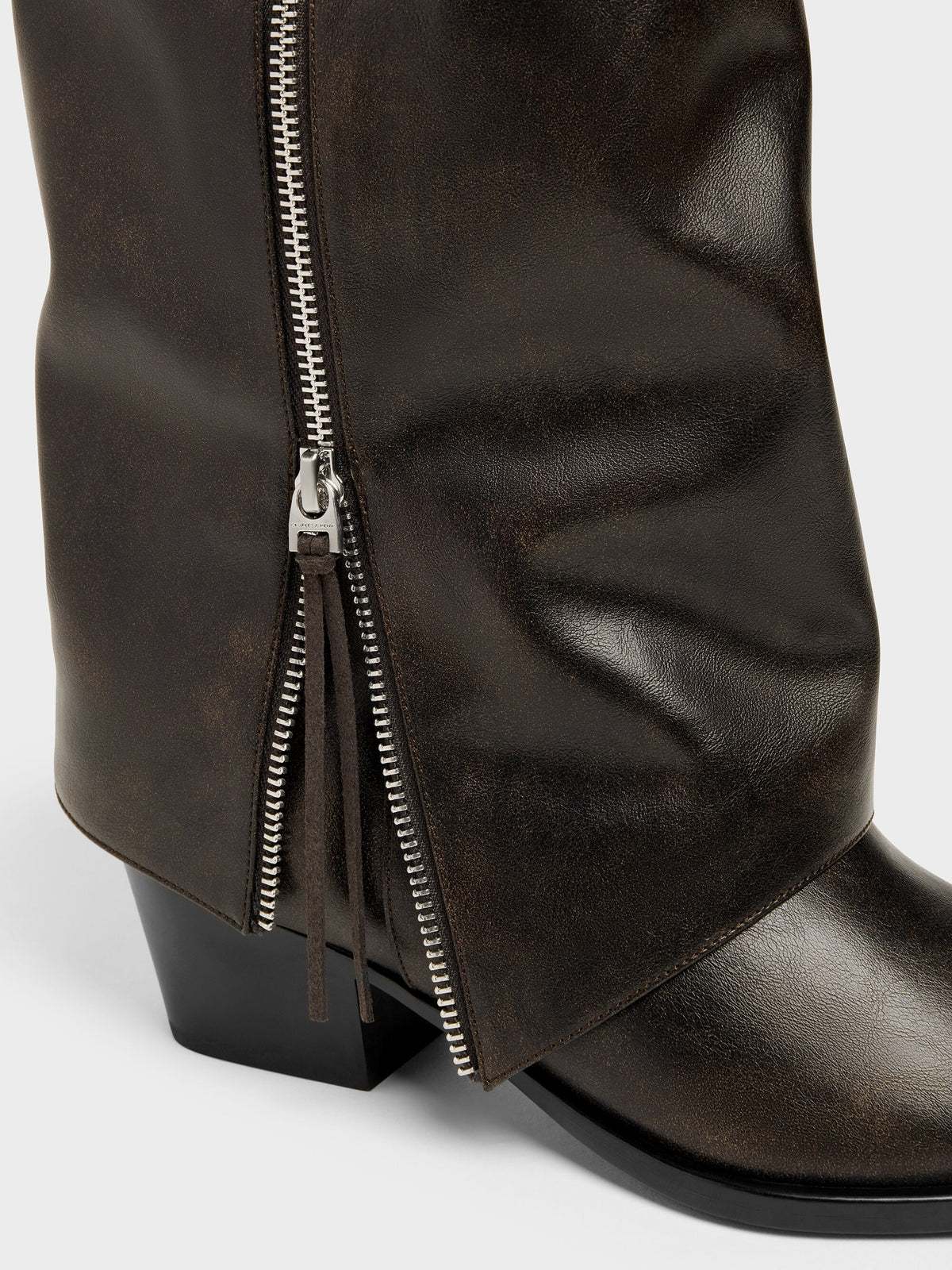 CHARLES & KEITH Hot Sale / Aether Tassel-Zip Knee-High Boots - Dark Brown